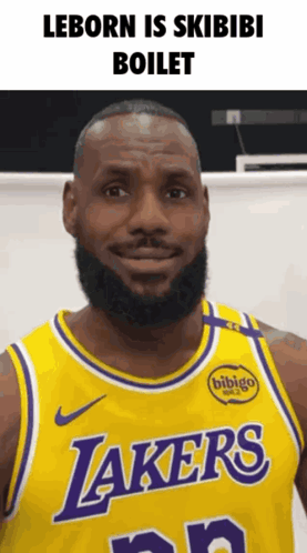 LeBron James Wearing Yellow Lakers Jersey