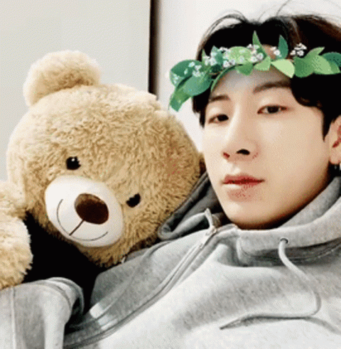 Lee Seunghoon And Teddy Bear Waving GIF