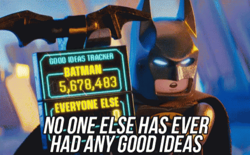 Lego Batman Holding Good Ideas Tracker Sign