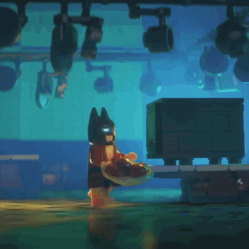 Lego Batman Holding Plate of Food