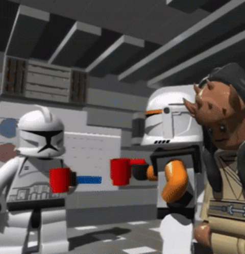 Lego Clone Trooper Next to Another Holding Red Cup