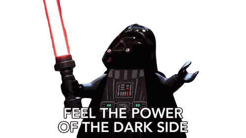 Lego Darth Vader Holding Lightsaber Feel the Power of the Dark Side