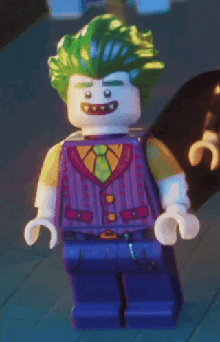 Lego Joker Smiling in Purple Vest and Tie