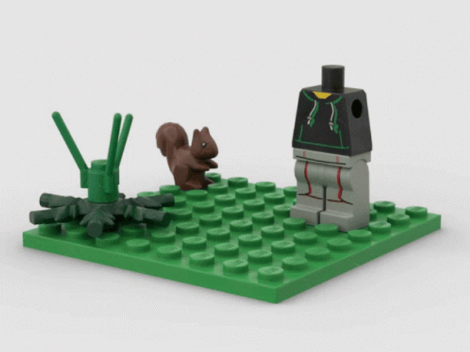 Lego Man And Squirrel Stop Motion GIF