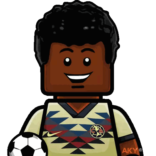 Lego Man Holding Soccer Ball with Aky