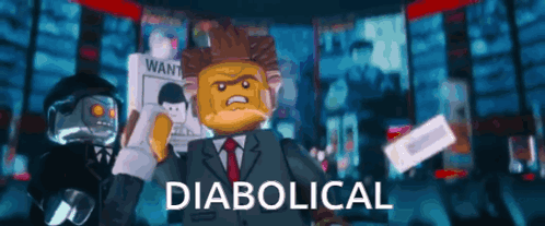 Lego Man in Suit Holding Wanted Poster