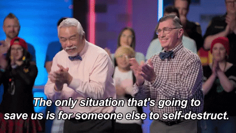 Lego Masters Kerry And Patrick Talk Self Destruct GIF