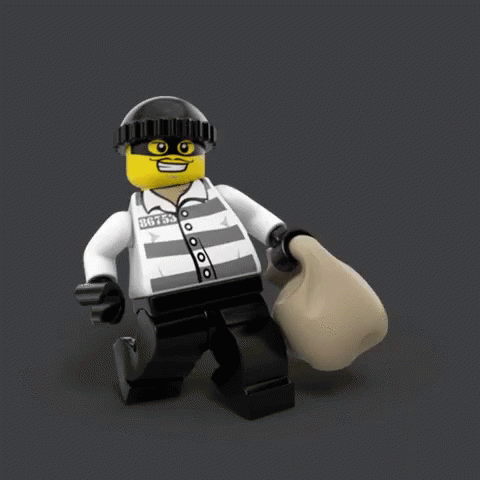 Lego Prisoner Holding Bag Of Money GIF