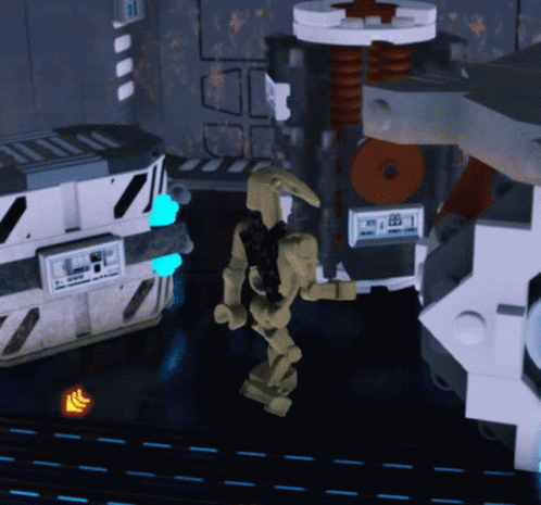 Lego Robot In Room With Sign 'A GIF