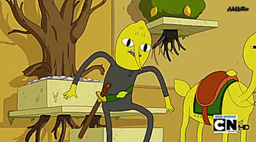 Lemon Holding Sword in Front of Tree