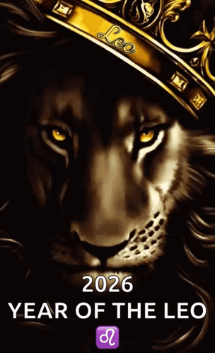 Leo Year Poster with Crowned Lion