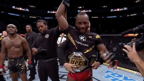Leon Edwards Excited Screams Tapping Belt GIF