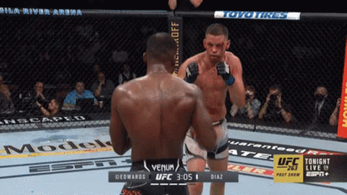 Leon Edwards Knocks Down Nate Diaz GIF