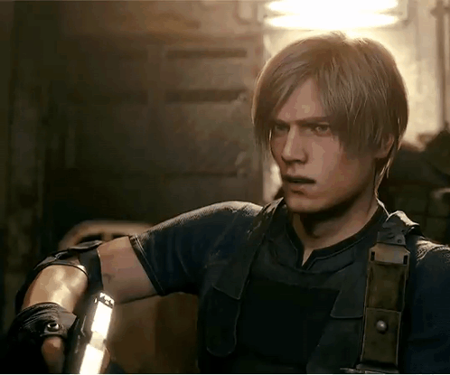 Leon Kennedy Cocking His Gun GIF