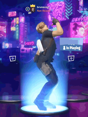 Leon Kennedy Fortnite Character Dancing Under Light GIF