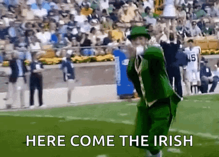 Leprechaun Dancer Here Come the Irish Football Field