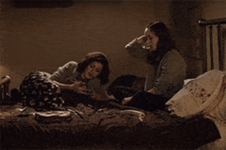 Lesbians Having Deep Talks In Bed GIF