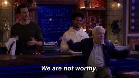 Leslie Jordan Saying We Are Not Worthy GIF