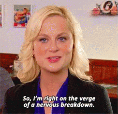 Leslie Knope Im Right On The Verge Of A Nervous Breakdown GIF