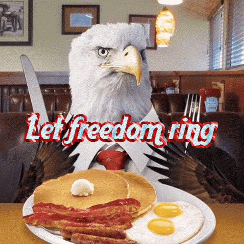 Let Freedom Ring Pancakes And Bacon Bald Eagle GIF
