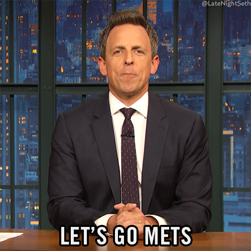 Let's Go Mets Seth Myers Cheering GIF