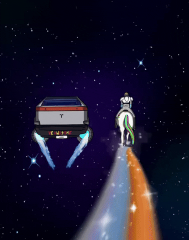 Let's Ride Car And Horse In Space GIF