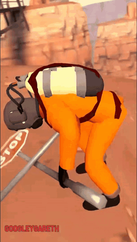 Lethal Company Falling Holding Stop Sign GIF