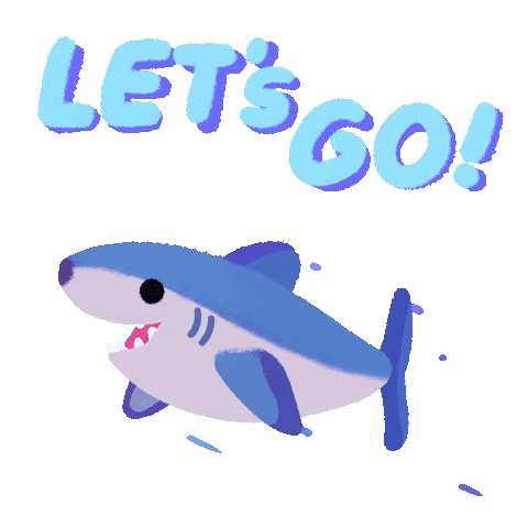 Lets Goooo Swimming Cartoon Shark GIF