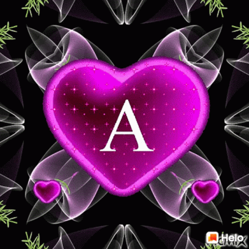 Letter A Heart And Floral Animation GIF