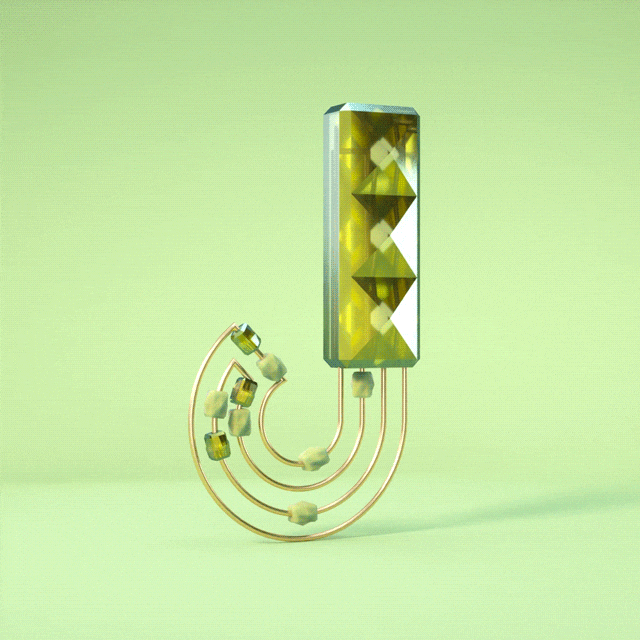 Letter J Shining Stone GIF