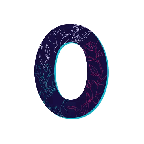 Letter O Surrounded by Flowers and Leaves
