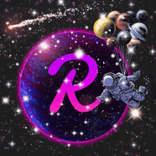 Letter R In Space With Stars GIF