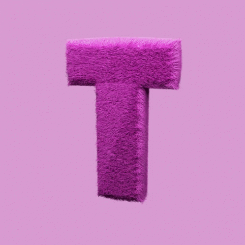 Letter T Made of Purple Fur on Purple Background