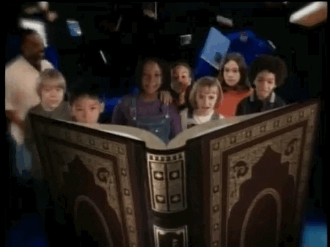 Levar Burton And Kids Reading Rainbow Books GIF