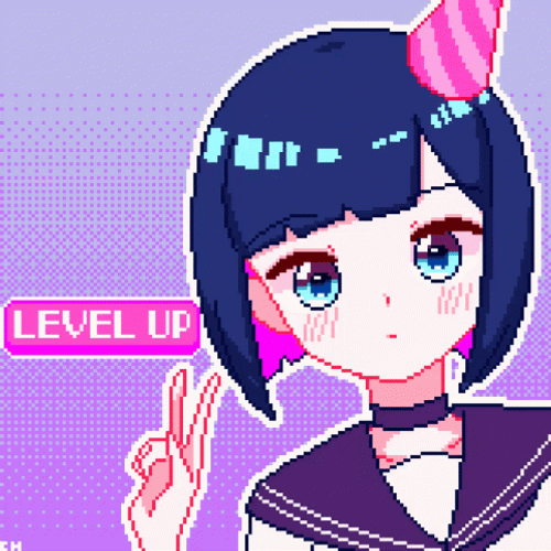 Level Up Anime Chibby Peace Sign GIF