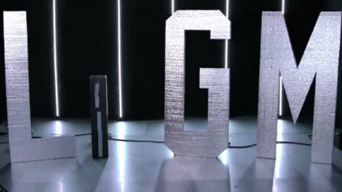 LGM Letters Displayed in Dark Room