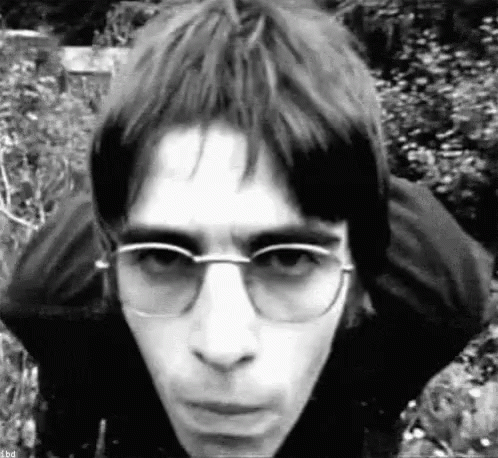 Liam Gallagher Close Shot Black And White GIF