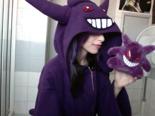 Licking Gengar Cosplay GIF