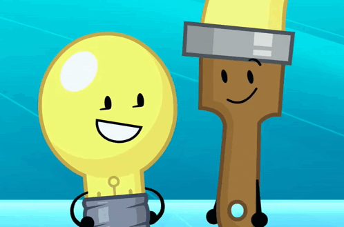 Light Bulb and Paint Brush Smiling