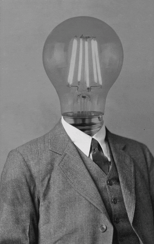 Light Bulb Man In Suit Gray GIF