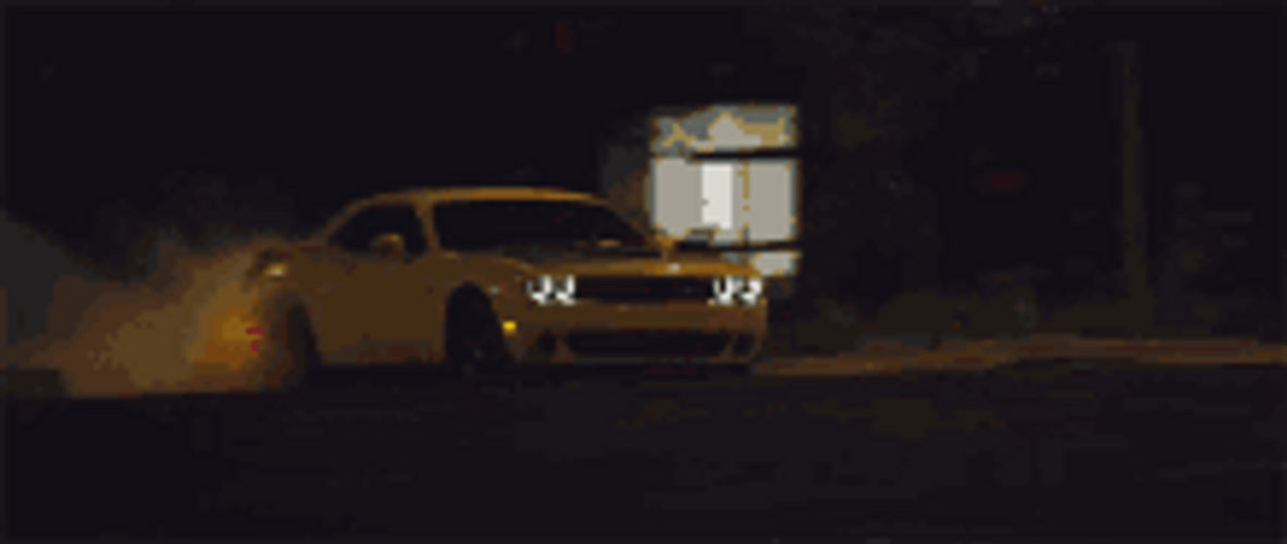 Light Colored Car Drifting In Dark Night GIF