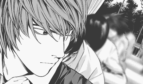 Light Yagami Looking Around GIF