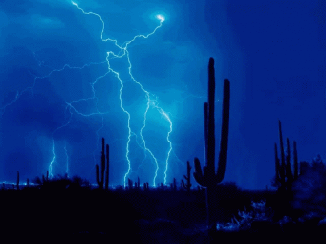 Lightning At A Desert GIF