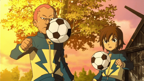 Lightning Bolt Jacket Cartoon Kicking Soccer Ball