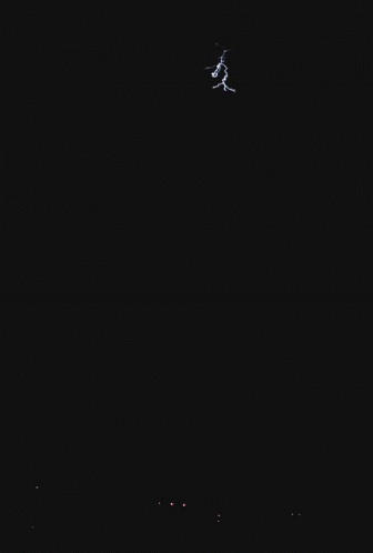 Lightning Bolt Strikes Night Sky GIF