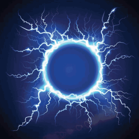 Lightning Circle Surrounded By Hearts GIF