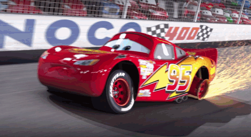 Lightning McQueen Race Car With Number 95 GIF