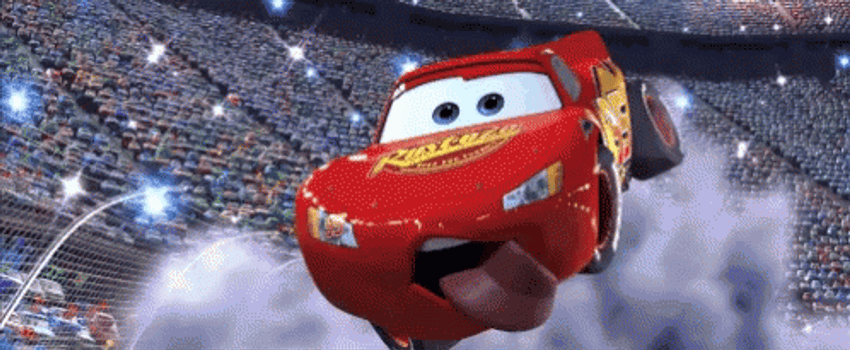 Lightning Mcqueen Tongue Out Flying Sparks GIF 