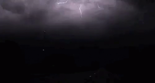 Lightning Strikes Behind Trees at Night