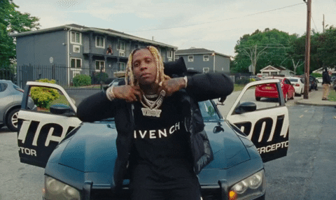 Lil Durk Touching His Necklaces GIF